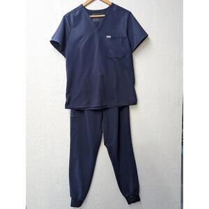 FIGS Zamora Jogger Catarina Scrub Top Set 2.0 Navy Blue Size Medium
